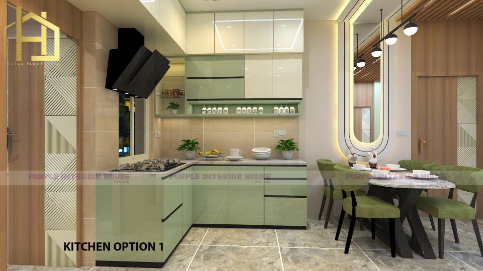Purple kitchen design of pankaj agarwal